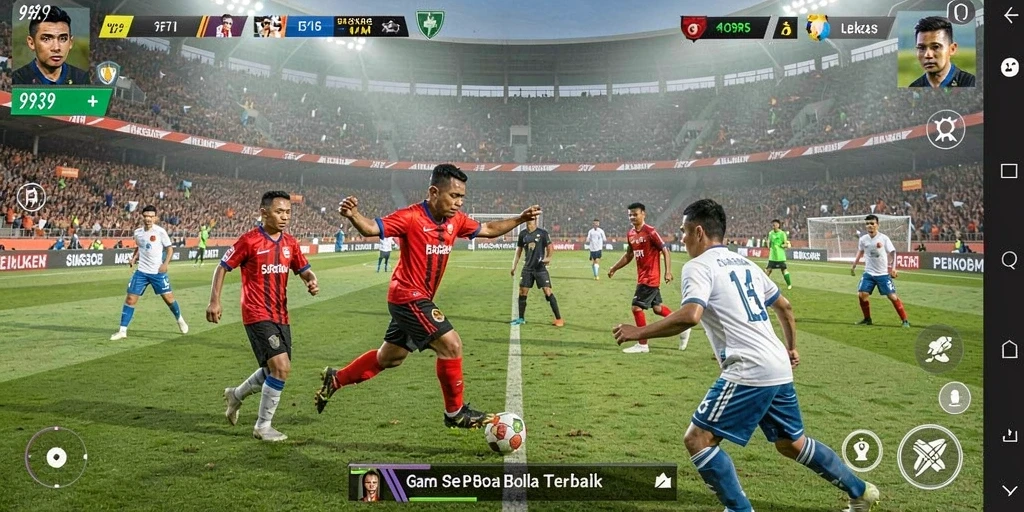 Tampilan gameplay mendebarkan dalam 9939, aksi sepak bola seru dan grafis menawan.