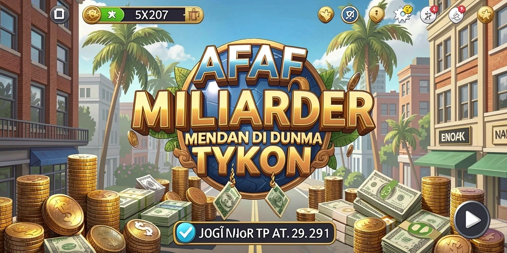 Screenshot gameplay AFAF yang menunjukkan suasana bisnis yang dinamis.