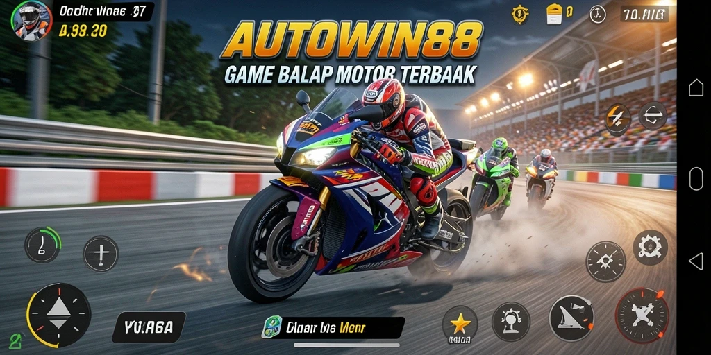 Tampilan seru gameplay balap motor AUTOWIN88 dengan grafis menawan.