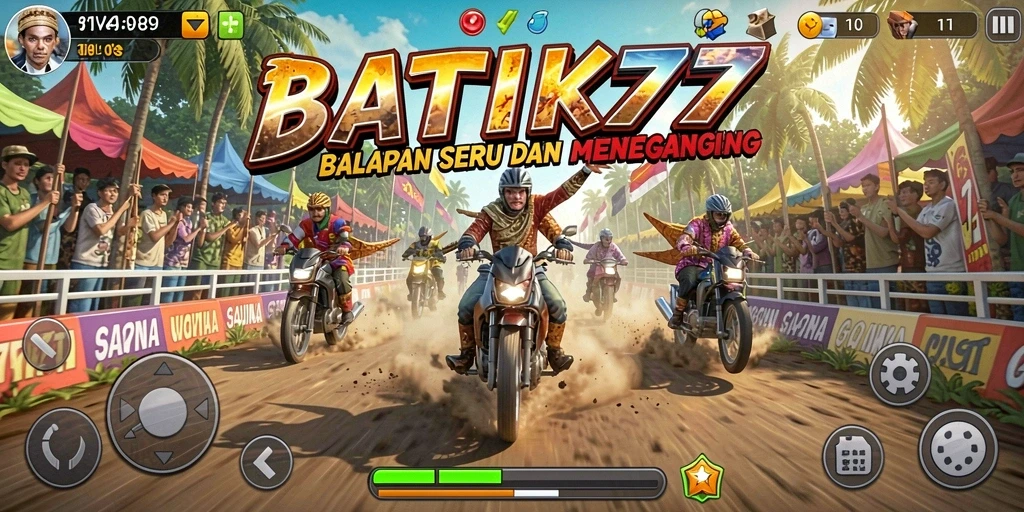 Tampilan gameplay balapan yang menegangkan dan menantang di BATIK77.