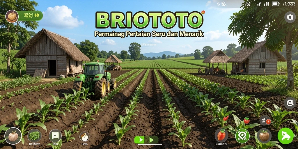 Tangkapan layar gameplay <strong>BRIOTOTO</strong> menampilkan aktivitas bertani yang seru.