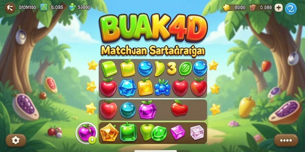 Screenshot gameplay BUAH4D yang menampilkan aksi mencocokkan buah.