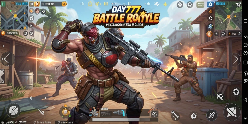 Tampilan gameplay seru dalam pertempuran Battle Royale.