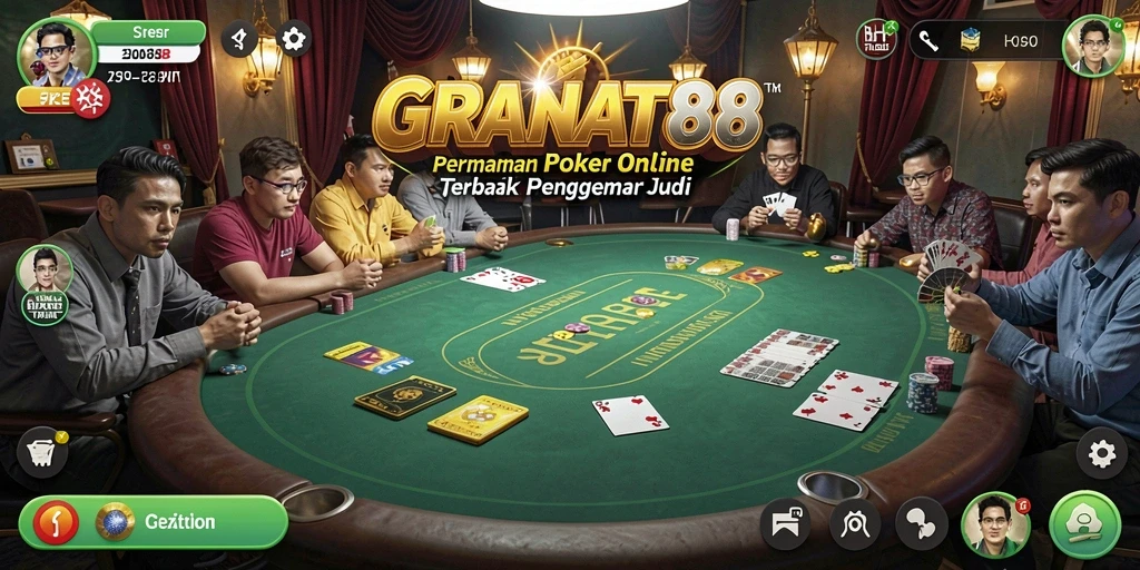 Tampilan gameplay Poker di GRANAT88 dengan pemain yang kompetitif.