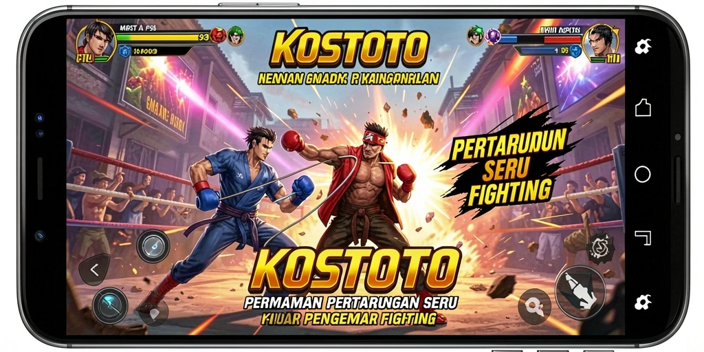Tampilan gameplay KOSTOTO yang penuh aksi dan dinamika pertarungan.