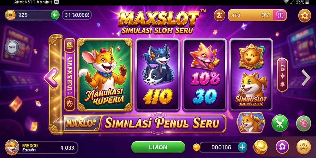 Screenshot utama MAXSLOT menampilkan gameplay mesin slot yang seru.