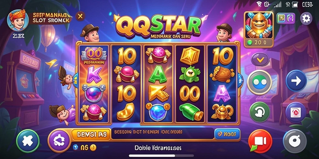 Screenshot gameplay QQSTAR menampilkan mesin slot yang menarik dan interaktif.