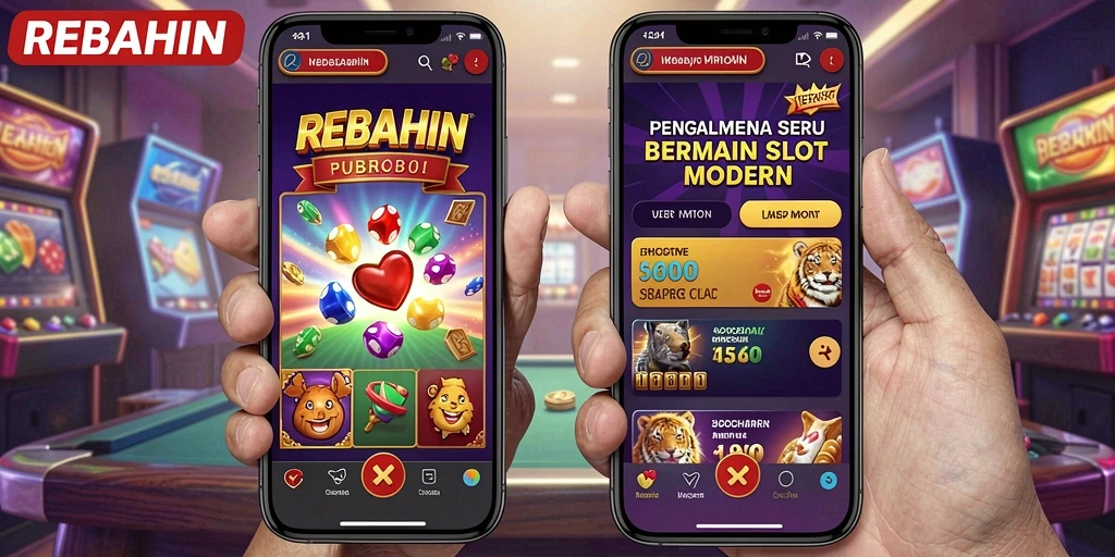 Screenshot utama menunjukkan gameplay seru dalam REBAHIN.