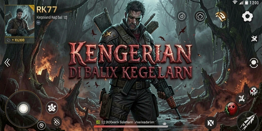 Tangkapan layar menampilkan suasana menyeramkan dari gameplay RK77.