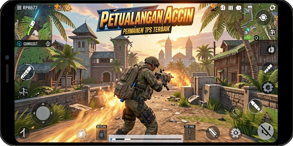 Screenshot menampilkan aksi seru dalam gameplay TPS RP6677.