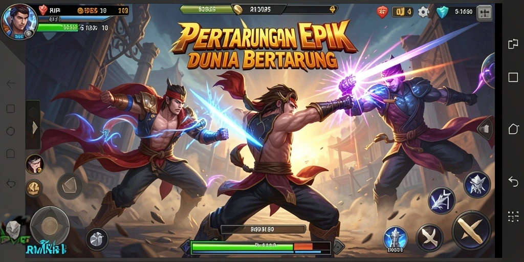 Tangkapan layar gameplay RPVIP5 yang menunjukkan pertarungan seru antar karakter.