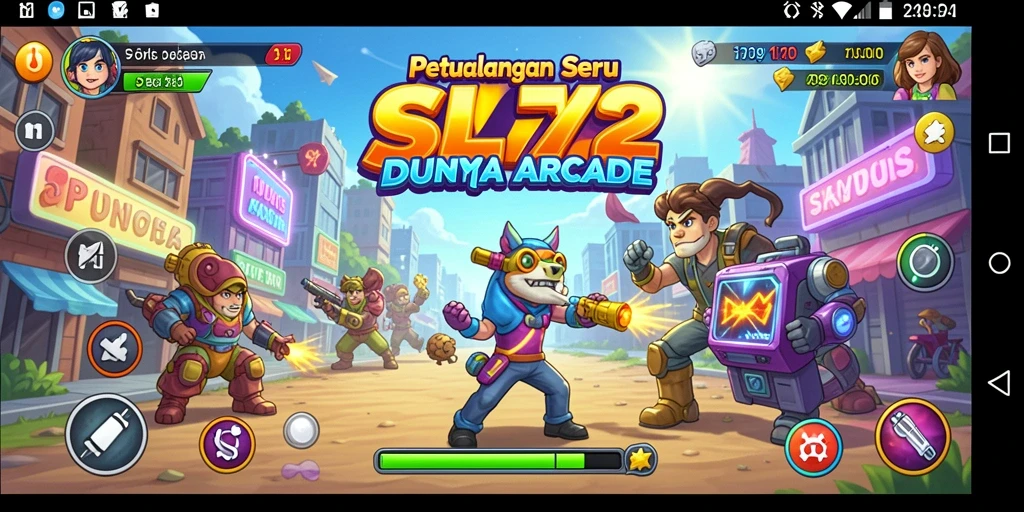 Tangkapan layar gameplay SL72 menampilkan aksi seru dalam dunia Arcade.