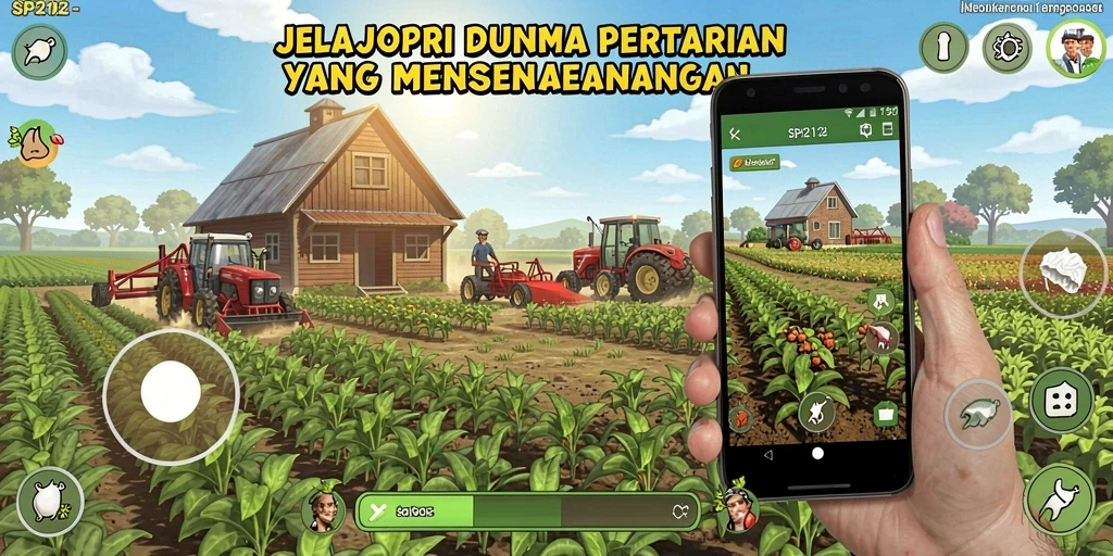 Tampilan gameplay SP212 yang menampilkan aktivitas pertanian yang seru dan mengasyikkan.