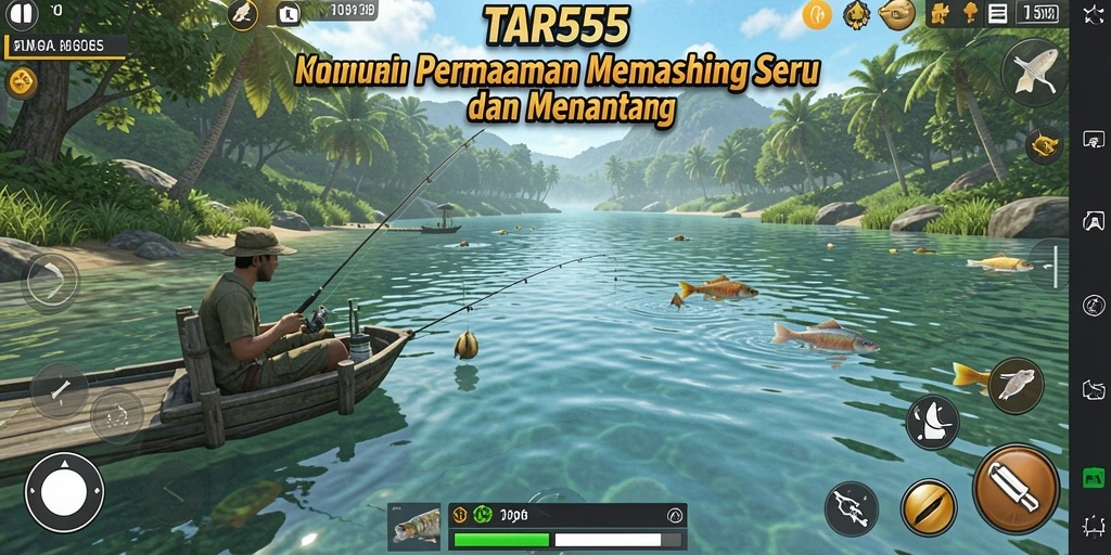 Screenshot menunjukkan gameplay memancing yang seru dan menantang.
