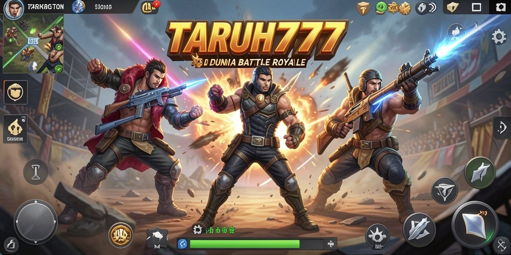 Tampilan gameplay yang menegangkan di TARUH777 dengan aksi Battle Royale.