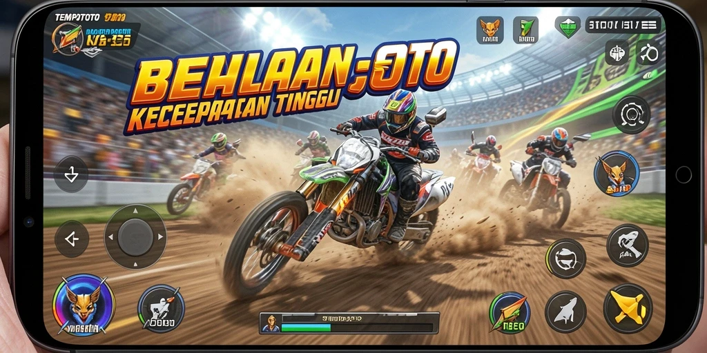 Screenshot gameplay <strong>TEMPOTOTO</strong> yang menunjukkan aksi balapan seru di lintasan.