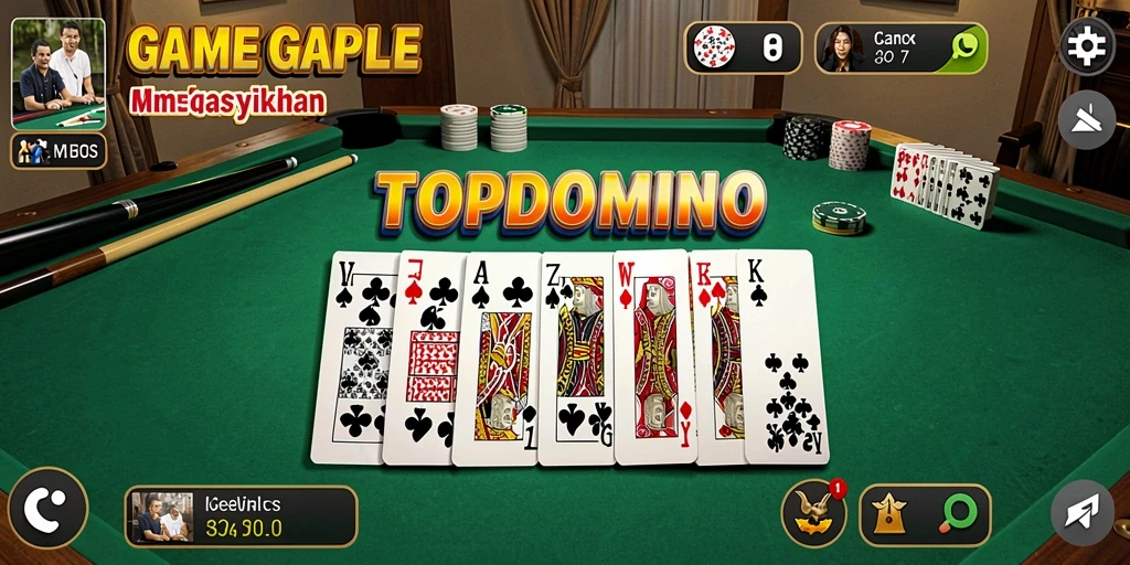 Gameplay TOPDOMINO yang menarik ditampilkan dengan grafis yang cerah.